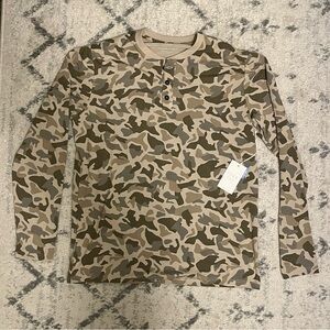 Free Fly Apparel Bamboo Flex Long Sleeve Henley - Barrier Island Camo NWT